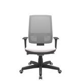 Cadeira Office Brizza Tela Cinza Assento Vinil Branco Autocompensador Base Standard 120cm - 63723