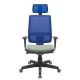 Cadeira Office Brizza Tela Azul Com Encosto Assento Vinil Verde Autocompensador Base Standard 126cm - 63413