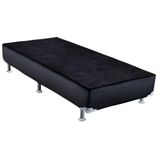 Base De Cama Box Courino Preto Solteiro 88 Cm (larg) Alta - 42853