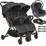 Carrinho De Gemeos Com Bebe Conforto E Base Kiddo Road Preto