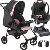 Carrinho Com Bebe Conforto E Base Galzerano Romano Preto Rosa