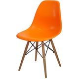 Cadeira Eames Polipropileno Laranja Base Madeira - 14912