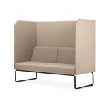 Sofa Privativo Pix Com Divisoria E Assento Courino Bege Base Aco Preto - 55084