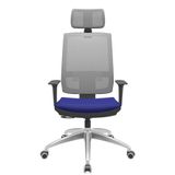 Cadeira Office Brizza Tela Cinza Com Encosto Assento Aero Azul Relaxplax Base Aluminio 126cm - 63586