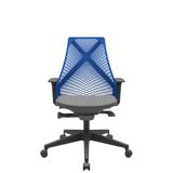 Cadeira Office Bix Tela Azul Assento Poliéster Cinza Autocompensador Base Piramidal 95cm - 64037