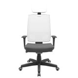 Cadeira Office Brizza Tela Branca Com Encosto Assento Poliester Cinza Autocompensador Base Standard 126cm - 63442