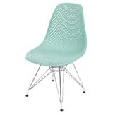 Cadeira Eames Furadinha Cor Tiffany Com Base Cromada - 55991