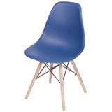 Cadeira Eames Polipropileno Azul Marinho Fosco Base Madeira - 49322