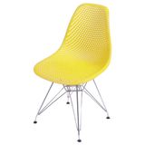 Cadeira Eames Furadinha Cor Amarela Com Base Cromada - 54700