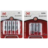 Kit 4 Pilhas Recarregável Aa 2600mah 4 Pilhas Aaa 1000mah