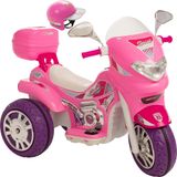 Moto Eletrica Infantil Sprint Turbo Biemme Rosa Pink 12v Com Capacete