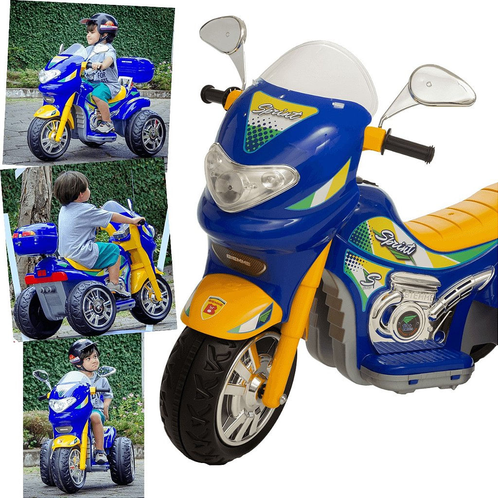 Moto Elétrica Infantil Sprint Turbo Amarelo 12V Biemme - Maçã Verde Baby