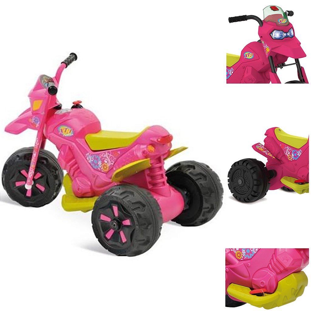 Moto Elétrica Infantil Bandeirante Gatinha Branca e Rosa 6V - Carrefour -  Carrefour