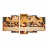 Quadros Decorativo Santa Ceia Dourada 5pc Kit 130x65cm