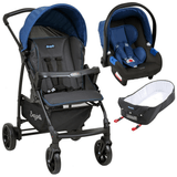 Carrinho de Bebe com Bebe Conforto e Ninho Burigotto Ecco Cinza Azul