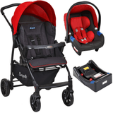 Carrinho de Bebe com Bebe Conforto e Base Burigotto Ecco Cinza Vermelho