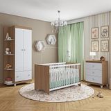 Conjunto Quarto Infantil Gutti Berço Comoda E Guarda Roupa Branco/amendoa