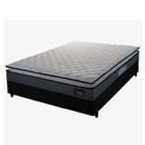 Cama Box Casal Colchão Espuma D33 Pillow Top Millenium 138x188x57cm Cinza/preto Hellen - Suporta Até 120kg Por Pessoa