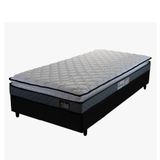 Cama Box Solteiro Colchão Espuma D33 Pillow Top Millenium 88x188x57cm Cinza/preto Hellen - Suporta Até 120kg Por Pessoa