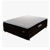 Cama Box Casal Colchão Espuma D45 Pillow Top Strong 138x188x62cm Marrom/branco Hellen - Suporta Até 150kg Por Pessoa