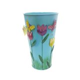 Vaso Enfeite Jardim Quintal Varanda Borboleta Flor Azul