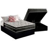 Cama Box Bau King Colchao Ortopedico Anjos D28 Ag65 Star Flex Fibra Siliconada Base Crc Suede Black 193x203