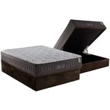 Cama Box Bau Casal Colchao Molas Ensacadas Anjos Masterpocket New King Base Crc Suede Brown 138x188