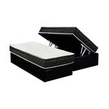 Cama Box Bau Solteiro Colchao Molas Luckspuma Bonnel Eagle New Base Crc Suede Black 88x188