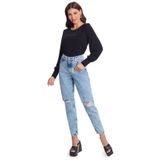 Blusa Manga Longa Feminina Rovitex. Preto Gg