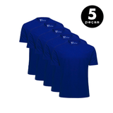 KIT 5 Camiseta Basica Premium  100% Algodão Anti Bolinhas  Azul Marinho  UV 15 -KS CASUAL&SPORT