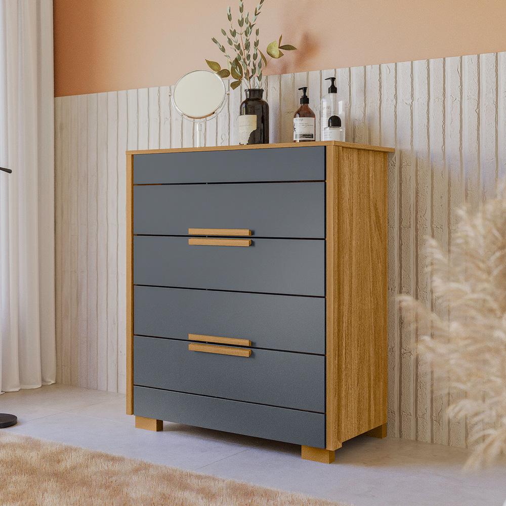 Cômoda Com 4 Gavetas Dhara - Freijo / Cinza