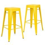 Kit - 2 x banquetas altas Iron Tolix - Industrial - Vintage - Amarelo