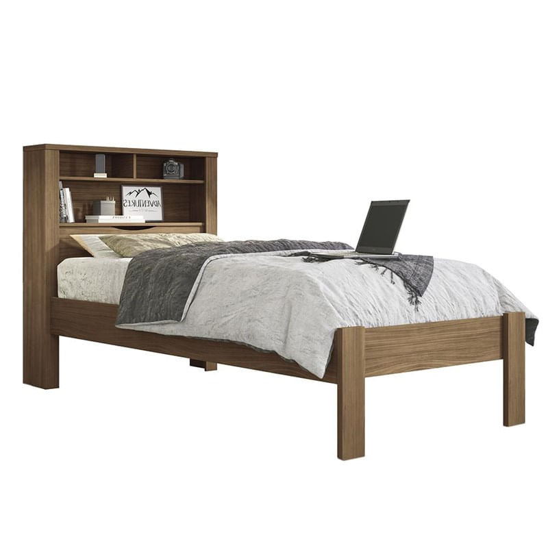 Cama Solteiro Invicta Com Baú Jatobá - Pr Móveis