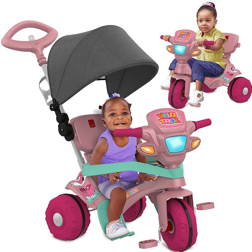 Triciclo Infantil com Empurrador Bandeirante Smart Comfort Rosa 257 -  Carrefour - Carrefour