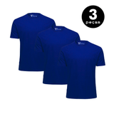 KIT 3 Camiseta Basica Premium  100% Algodão Anti Bolinhas  Azul Marinho  UV 15 -KS CASUAL&SPORT