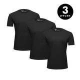 Kit 3 Camiseta Basica Premium  100% Algodão Anti Bolinhas  Preto UV 15 -KS CASUAL&SPORT