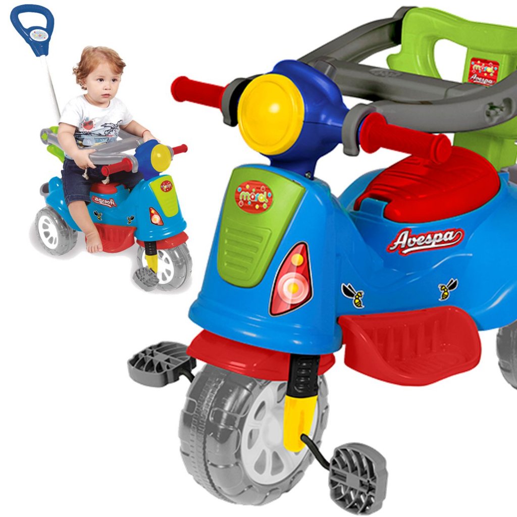 Triciclo Baby City Moto Infantil Menino Com Pedal Empurrador em Promoção na  Americanas