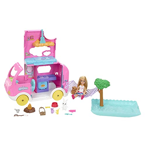 Barbie Camper, Chelsea 2-em-1 Playset Com Boneca Pequena, 2 P