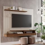 Painel Para Tv Até 50 Polegadas Mdf Valencia Plus Permobili Off White/savana