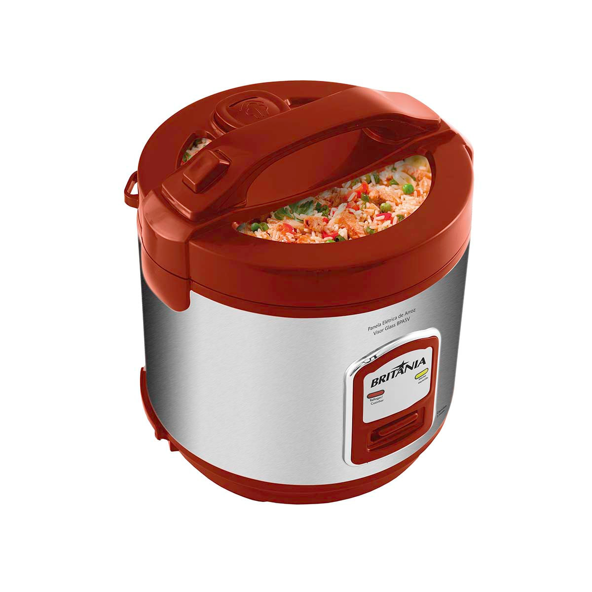 Panela Elétrica Britânia 5,6 Litros 220V - Inox/Vermelho