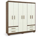 Guarda Roupas Casal 6 Portas 4 Gavetas Primacy Capuccino / Off White Batrol