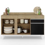 Balcão Gabinete Para Pia Com Tampo 150cm 3 Portas 1 Gaveta Dakota Castanho/preto - Lumil