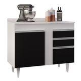 Balcão Gabinete 100cm Com Tampo 2 Portas Luziania Preto/branco - Lumil