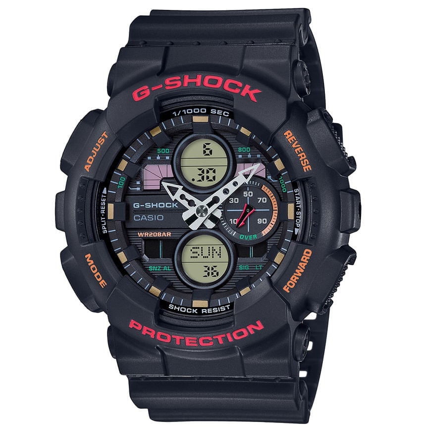 Relógio CASIO G-SHOCK masculino anadigi preto GA-140-1A4DR