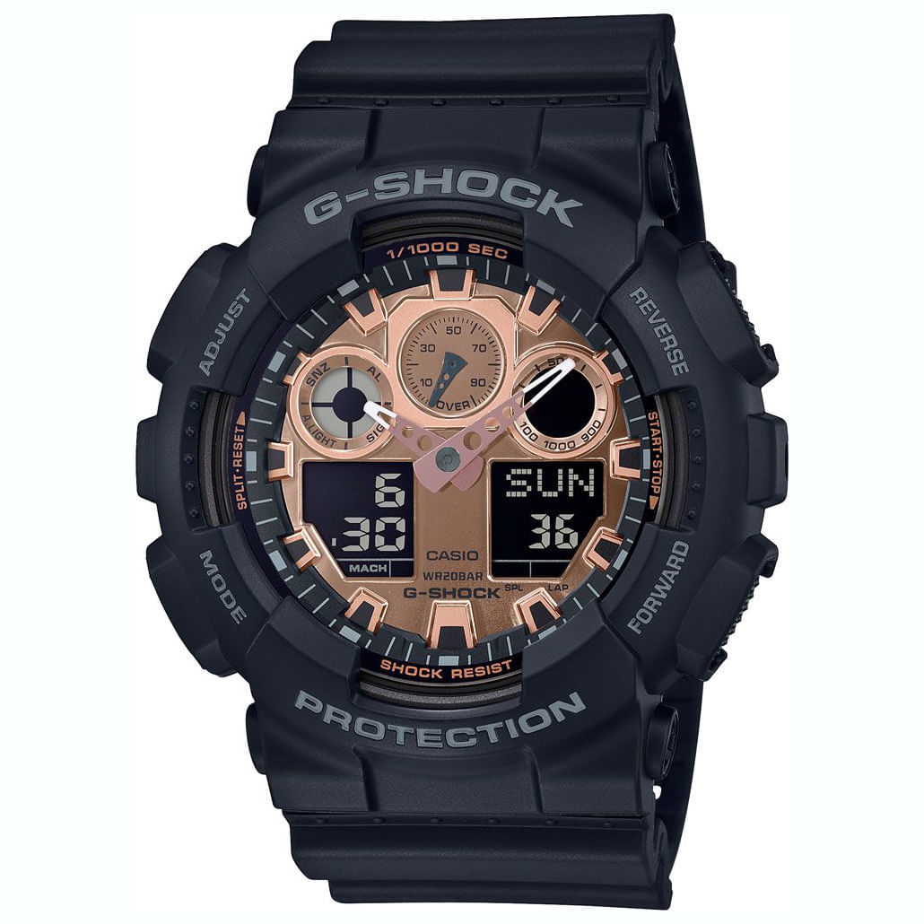 Relógio CASIO G-SHOCK masculino preto rose GA-100MMC-1ADR