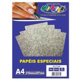 Papel Gliter 210x297mm A4 5 Folhas 180g Prata - Off Paper