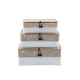 Kit 3 Caixas Organizadoras Armazenamento Decorativa Palha Seagrass - Oikos