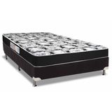 Cama Box Casal Colchao Espuma Luckspuma D33 Supreme Base Crc Suede Black 138x188