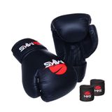 Kit Luva Boxe Muay Thai Prospect Mks Preta e Bandagem 12 Oz