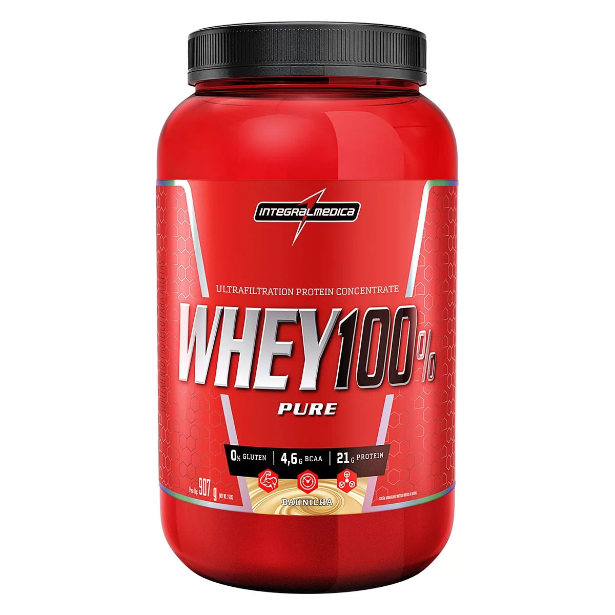 Whey 100% Whey Integral Medica Pote 900g Sabor Morango